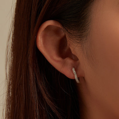925 Sterling Silver Earrings with Cubic Zirconia in Platinum Finish
