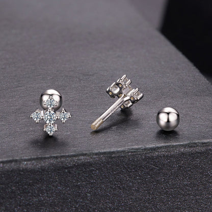 925 Sterling Silver Moissanite Earrings White Gold Plated 0.5cm for Women