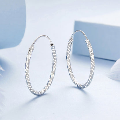 925 Sterling Silver Earrings for Women - White Gold Plated, 2.6*0.2 cm, Style L