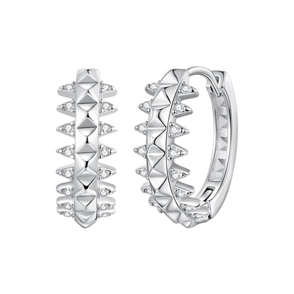 925 Sterling Silver White Gold Plated 1.6cm Pavé CZ Hoop Earrings for Women