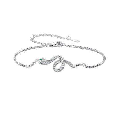 S925 Sterling Silver & Pavé CZ Platinum-Plated Bracelet