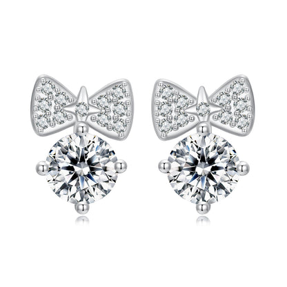 925 Sterling Silver Earrings with CZ and White Gold Plating for Women