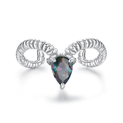 925 Sterling Silver Ring with Transparent Glass - Stylish E | 0.2cm Width for Women