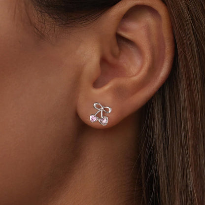 925 Sterling Silver Earrings with Pavé Setting CZ and Transparent Glass for Women