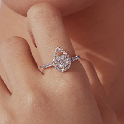 925 Sterling Silver Moissanite 1 Carat Pendant Ring Size 6 for Women