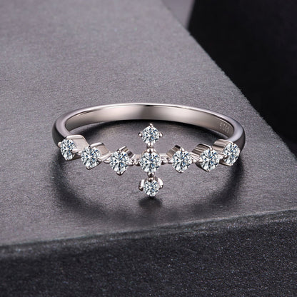 925 Sterling Silver Moissanite 0.15-0.20 Carat Ring for Women, Size 6