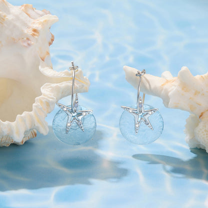 925 Sterling Silver Earrings with Nano Opal Stone and CZ in White Gold Plated, 2.8cm for Women