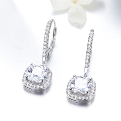 925 Sterling Silver Plated Gold Pavé Setting CZ Earrings for Women