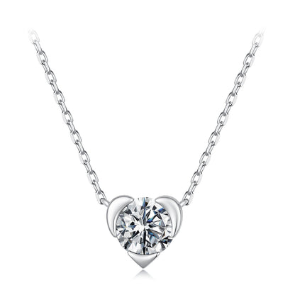 925 Sterling Silver White Gold Plated 1ct Moissanite 40+5cm Necklace for Women