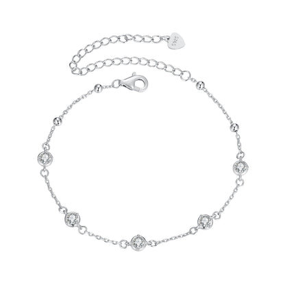925 Sterling Silver 3mm Moissanite Bracelet for Women