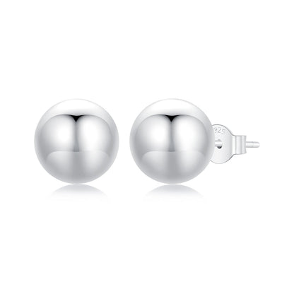 925 Sterling Silver Plated White Gold Earrings - 10mm for Women
