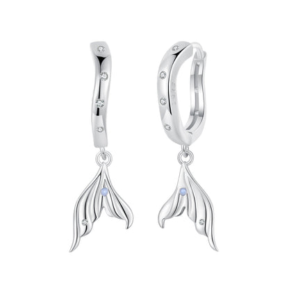 925 Sterling Silver Earrings with Nano Opal Stone and CZ in White Gold Finish