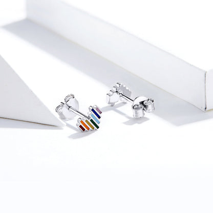 925 Sterling Silver Plated Platinum Earrings 0.5x0.6cm