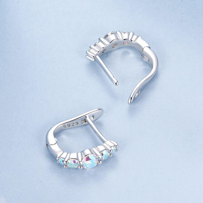 925 Sterling Silver Earrings with CZ in Pavé Setting, 12x3mm, for Women