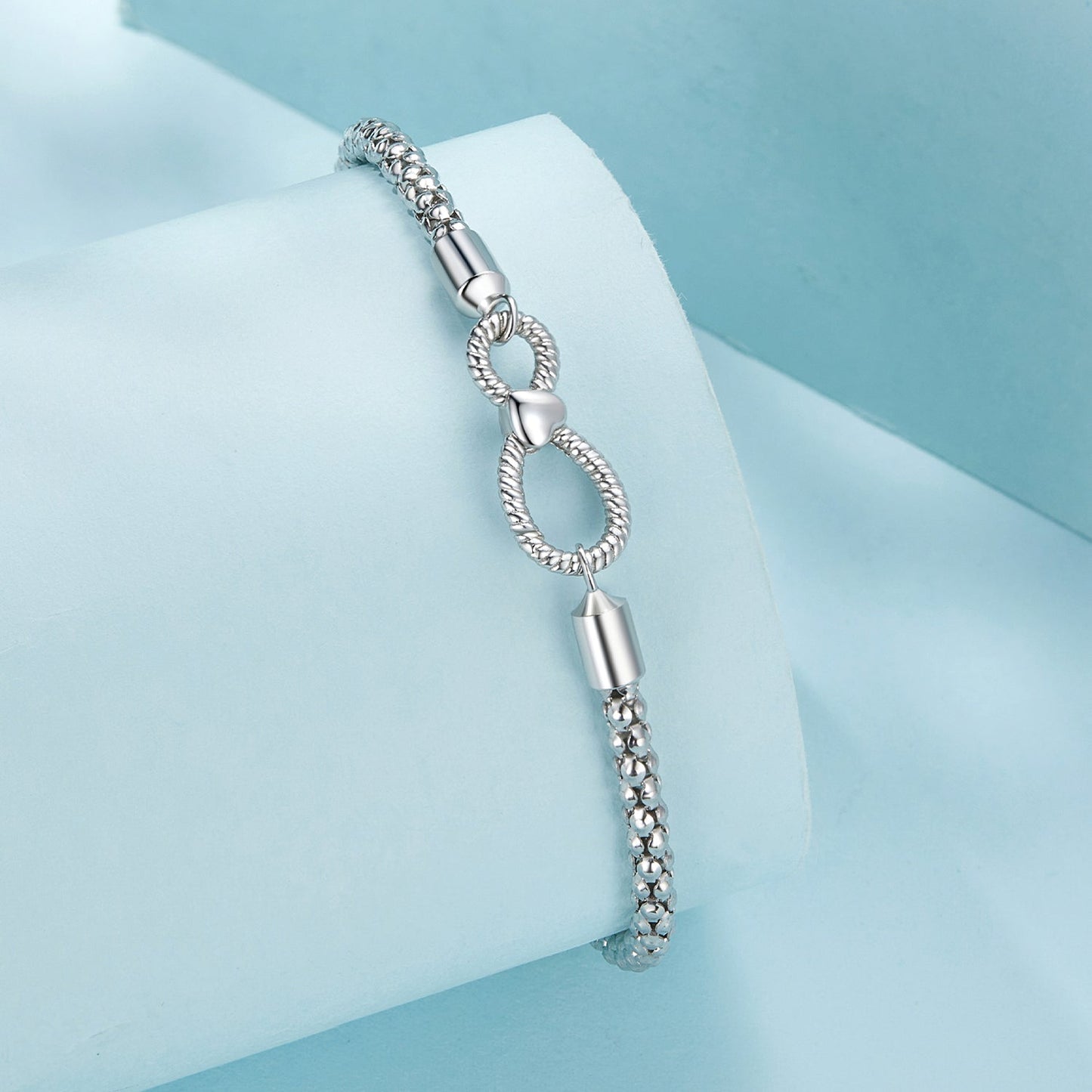 925 Sterling Silver Infinity Love Bracelet for Women - Size 17.0