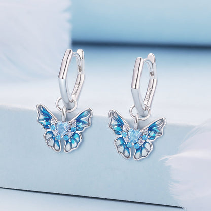 925 Sterling Silver Enamel Pavé Setting CZ Earrings for Women