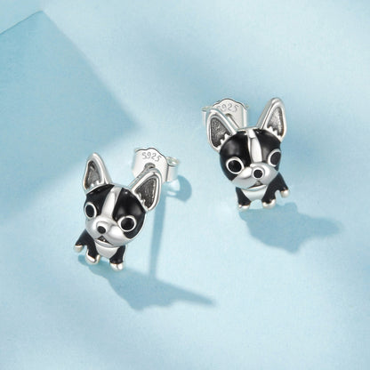 925 Sterling Silver Oxidized Enamel Earrings for Women