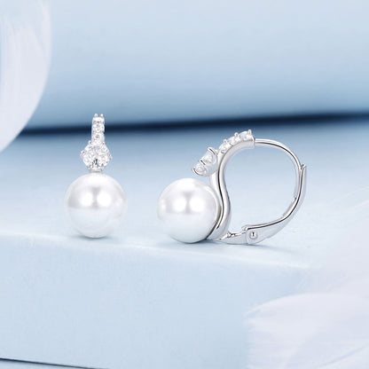 925 Sterling Silver Earrings with Quality Shell Pearl and CZ for Women