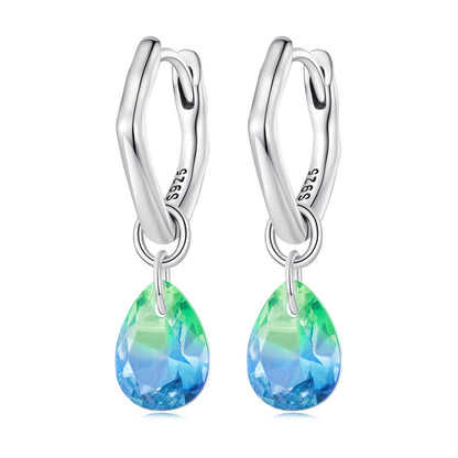 S925 Sterling Silver Oxidized Earrings with Transparent Glass & Main Stone for Women