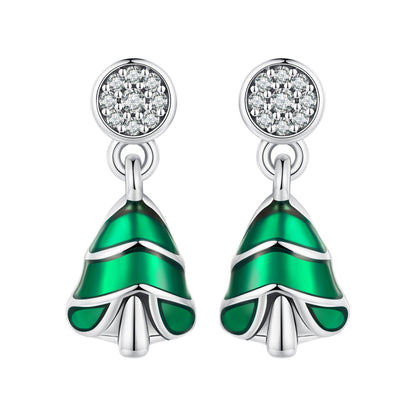 925 Sterling Silver Earrings with Enamel and Pavé Set CZ in Oxidized Silver