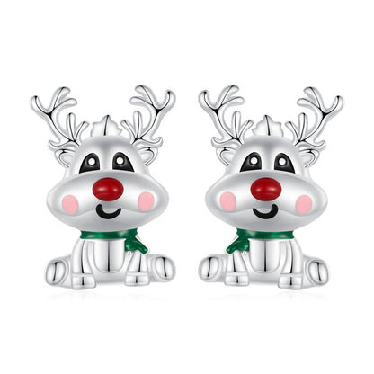 925 Sterling Silver Enamel Earrings 12x9mm