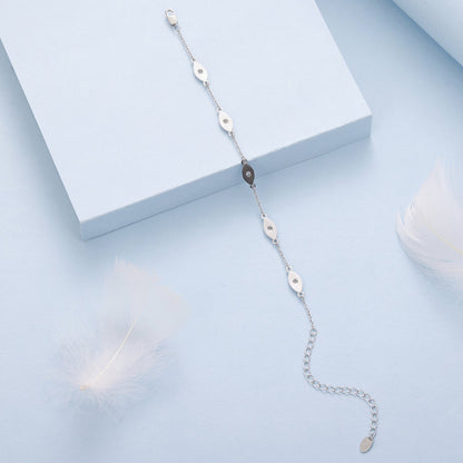 925 Sterling Silver White Gold Plated Bracelet with CZ Pendants for Women