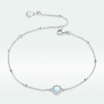 925 Sterling Silver Opal Bracelet for Women - Adjustable Size, Translucent Color