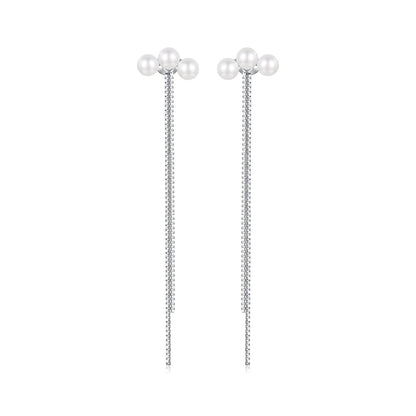 925 Sterling Silver White Gold Plated Shell Pearl Earrings