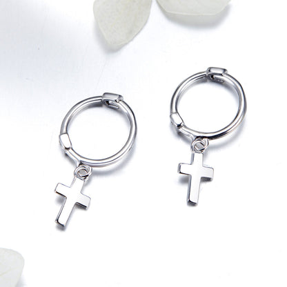 925 Sterling Silver Earrings Plated Platinum 1.9*0.5cm for Women