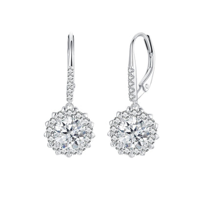 925 Sterling Silver Moissanite 1ct Earrings 26x11mm Pavé White Gold for Women