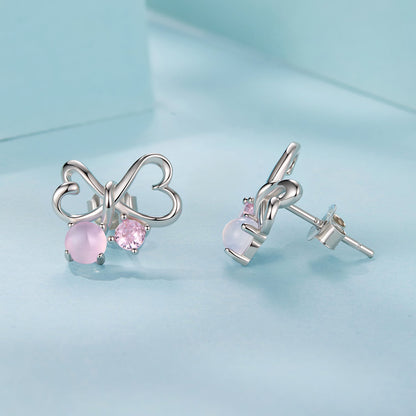 925 Sterling Silver Earrings with Pavé Setting CZ and Transparent Glass for Women