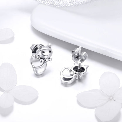 925 Sterling Silver Earrings with Pavé Setting in Oxidized Finish