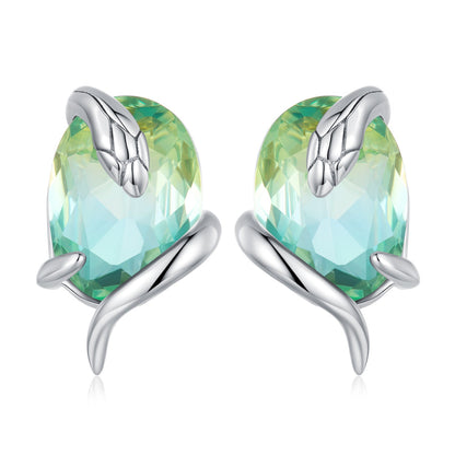 925 Sterling Silver Transparent Glass Earrings for Women