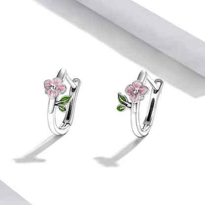 925 Sterling Silver Enamel Oxidized Silver Earrings for Women - 1.5x0.7cm