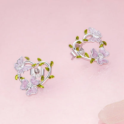 925 Sterling Silver Enamel CZ Plated Earrings
