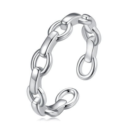 925 Sterling Silver Platinum Plated 0.4cm Wide Ring