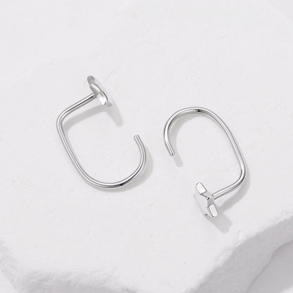 925 Sterling Silver Brass Earrings with White Gold Plating 1.4cm for Women