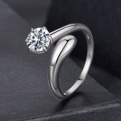 925 Sterling Silver 1 Carat Moissanite Ring for Women