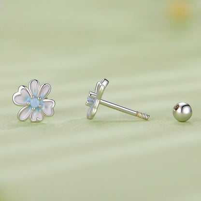 925 Sterling Silver Opal Nanometer Stone Enamel Earrings for Women