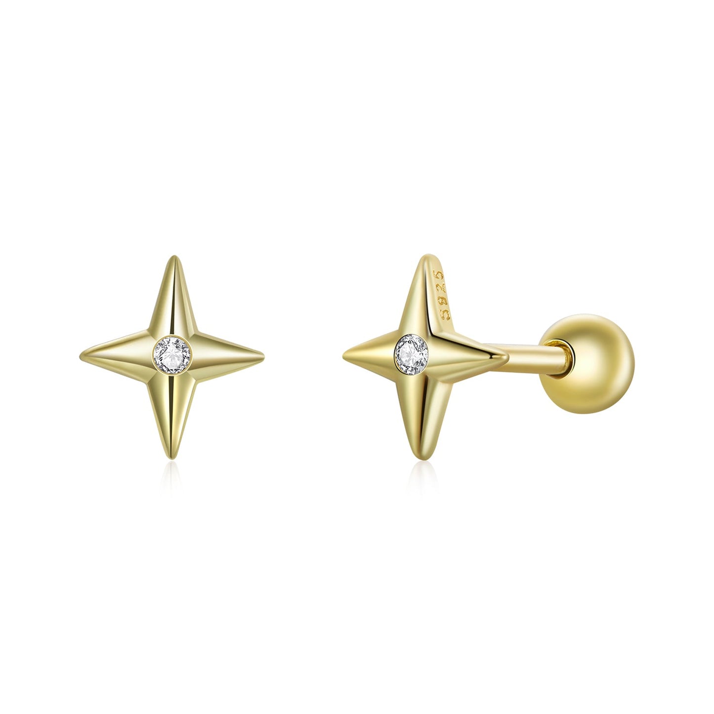 925 Sterling Silver Pavé CZ Gold Plated Earrings