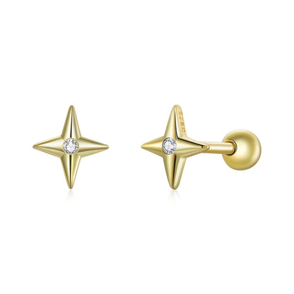 925 Sterling Silver Pavé CZ Gold Plated Earrings