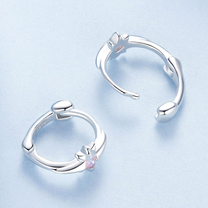 925 Sterling Silver White Gold Plated Earrings with CZ for Women