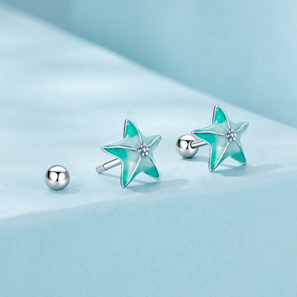 925 Sterling Silver Enamel White Gold Plated Earrings