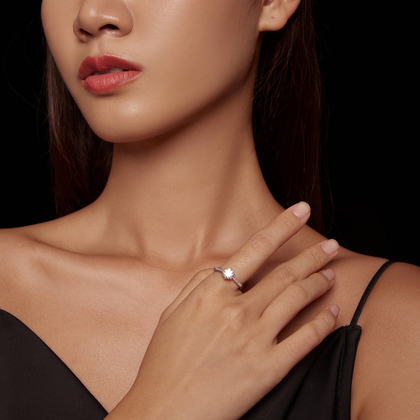 925 Sterling Silver Moissanite & CZ Ring Size 6 for Women