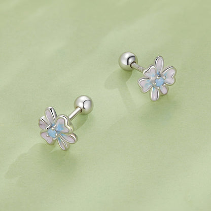 925 Sterling Silver Opal Nanometer Stone Enamel Earrings for Women