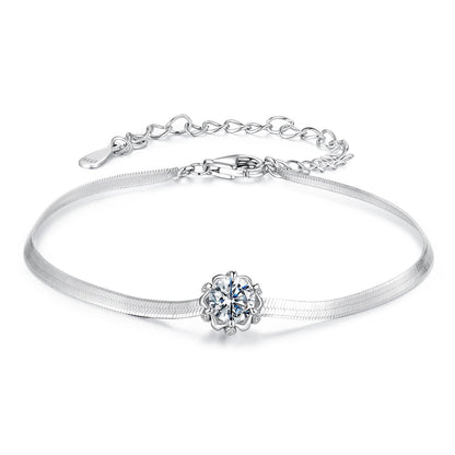 925 Sterling Silver Moissanite 0.50 Carat Bracelet with Pavé Setting and White Gold Plating for Women