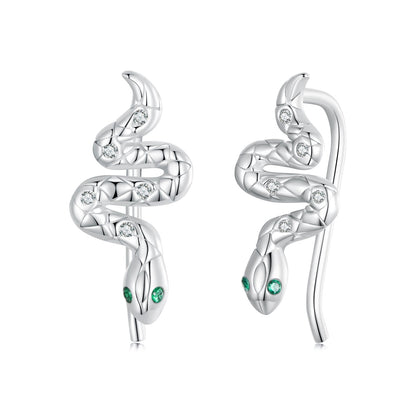 925 Sterling Silver Earrings with Pavé Setting and White Gold Plating for Women
