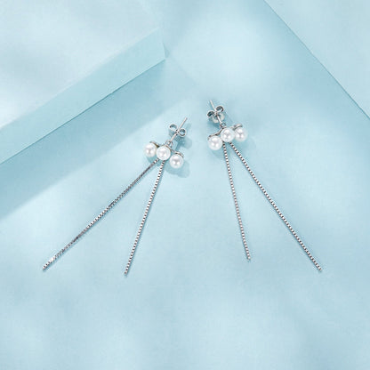 925 Sterling Silver White Gold Plated Shell Pearl Earrings