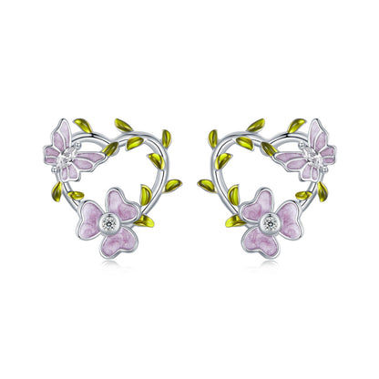 925 Sterling Silver Enamel CZ Plated Earrings