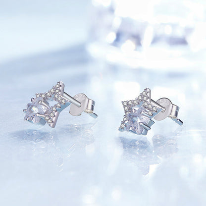 925 Sterling Silver Earrings 9x9mm with Pavé Setting CZ for Women